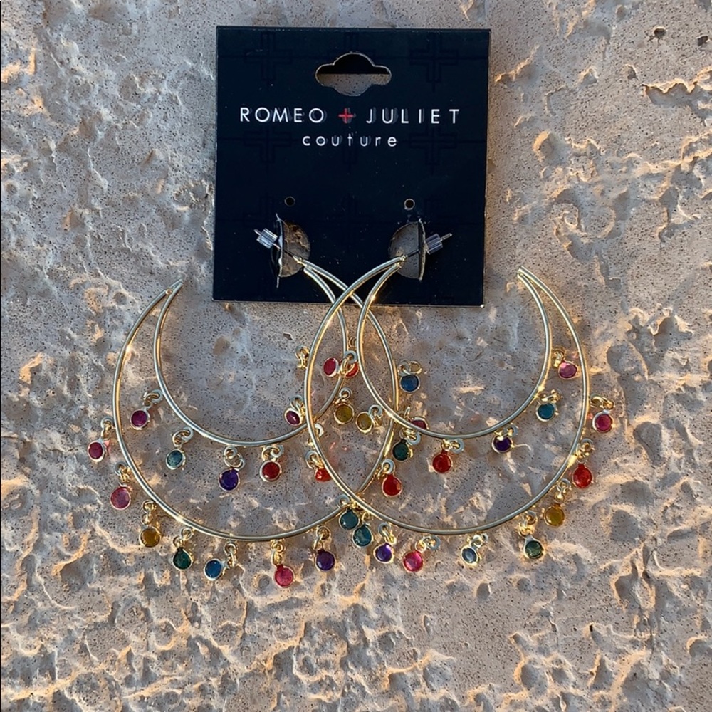 Gold Jewel Hoops